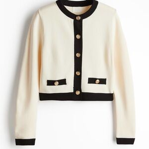 Elegant Cream and Black Women's Jacket